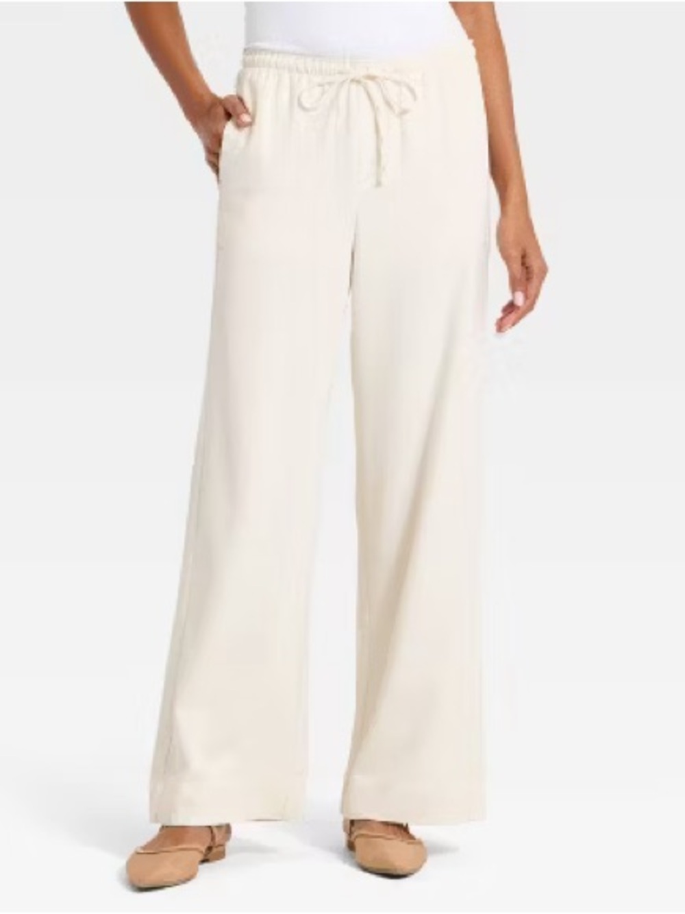 A New Day - Women's Effortless Pull-On Pants - Cream Large